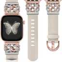 Minyee Celtic Knot Silicone Band Compatible with Apple Watch Band Women 42/38/40/41mm, Soft Silicone Two Tone Cute Fancy Sport Wristband for iWatch Series 11 10 9 8 7 6 5 4 Ultra/SE 3 2 1, Starlight