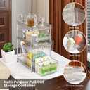 Clear Bathroom Organizers 2 Sets 3 Tier, Pull Out Organizer and Storage with 2 Cups, Slide Out Drawer Storage Container with 6 Dividers, Multi-Purpose Bathroom Organizer, Kitchen Under Sink Organizer