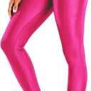 Sghenr Women's High Waisted Yoga Pants Tummy Control Shiny Sports Tights Workout Leggings (X-Large)