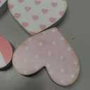 6Pcs Valentine's Day Wooden Hearts Tiered Tray Decor, Farmhouse Distressed Pink Heart Shaped Love Signs Table Decor for Home Office Tabletop