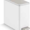 Kohler 20957-STW 2.5 Gallon Slim Step Trash Can, Bathroom Trash Can with Soft-Close Foot Pedal, White with Stainless Steel (White Stainless Steel)