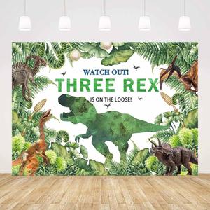 7x5ft Three Rex Birthday Backdrop Boy Happy Birthday Party Decorations for Boy 3 Year Old Dinosaur Party Decorations