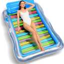 Inflatable Adult Pool Lounger Float - BAIAI Large Beach Sun Tanning Floats Raft Sunbathing Water Lounge Floaties Tub with Drink Holder - Blow Up River & Lake Suntan Floating Swimming Mattress Mat