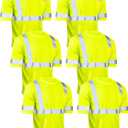 JaGely 6 Pcs Safety Reflective Shirts Short Sleeve Bulk Hi Vis T-shirt High Visibility Construction Work Shirts with Pocket (XX-Large, Yellow)