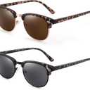 2 Pack Sunglasses Readers for Men Women Vintage Full Lens Reading Sunglasses Outdoor Magnifying Glasses NON BIFOCAL 2.25x