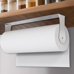 Paper Towel Holder Under Cabinet, Wall Mount, Stainless Steel, Adhesive Paper Towel Rack for Kitchen and Bathroom, Silver