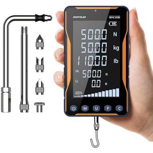 GOYOJO Digital Force Gauge 500N&110LB with Extra-Large Screen and Bold Font, High Precision Multi-Unit Display for Push-Pull Testing, Trigger Pull Measurement, and Industrial Quality Control