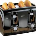 Sunbeam Wide Slot 4-Slice Toaster, Black (003911-100-000)