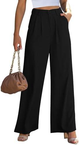 GRAPENT Wide Leg Pants for Women Work Business Casual High Waisted Dressy Pants Flowy Trousers Office ,Small