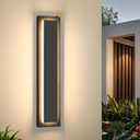 23.6'' Dusk to Dawn Outdoor Sconce Lights Black Exterior Lighting Fixtures | 3000K, Built-in LED Modern Front Porch Light, IP65 Waterproof Hardwired Sensor Outside Wall Lights for House Garage, 1 Pack