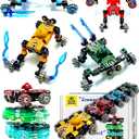 4-Pack Transformable Fidget Spinners for Kids,DIY Transforming Car & Robot Fidget Toys,Easter Basket Stuffers Gifts,Stress Relief Sensory Toys for Boys