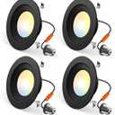 Amico 4 Pack 4 inch 5CCT LED Recessed Lighting, Dimmable, 8.5W=60W, 650LM, 2700K/3000K/4000K/5000K/6000K Selectable, Retrofit Can Lights with Baffle Trim, IC Rated - ETL & FCC, Black