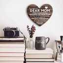 3 x Dear Mom Wood Sign - 'Remember I Love You' Heart Plaque, Unique Gift Idea for Mom, Perfect for Birthday, Mother's Day, Christmas, 6 x 6 x 0.6 inches