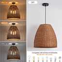 Farmhouse Rattan Pendant Lights16.6 3-Lights Boho Hand Woven Wicker Dining Room Light Hanging Chandelier Lighting Fixtures for Living Room Bedroom Kitchen Sink Restaurant Entryway Foyer, 16.6IN