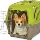 MidWest Homes for Pets Spree Travel Carrier Hard-Sided Dog & Cat Carrier, Small Pet Travel Crate with Handle, Ventilated Design, Easy Assembly, 24-Inch, Green
