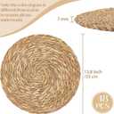 Aneco 48 Pack 13.8-Inch Round Woven Placemats Natural Hand-Woven Boho Rattan Wicker Bulrush Placemat Farmhouse Rustic Braided Table Mats for Dining & Kitchen Decor