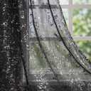 Horaldaily Black Sheer Curtains for Living Room and Bedroom, Sliver Sequin Glitter Metallic Foil, Scenery Light Filtering Window Curtains, 52" W x 63" L, Set of 2 Curtain Panels