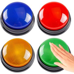 4-Pack Buzzers for Trivia Games, Family Feud Jeopardy Buzzer, Game Buzzers with Lights and Sound, Answer Buzzers for Classroom, Buzzer for Game Show, Quizzes Party and Trivia Nights