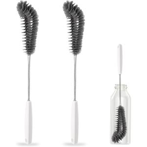 16 inches Long Handle Black Bottle Cleaning Brushes - Perfect for Baby Bottles, Sports Bottles, Glassware, Mugs, Jars, and Stemware (2-pc)