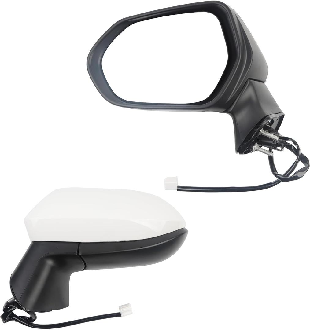 Dasbecan Driver Side Door Mirror-Compatible with Toyota Corolla 2020-2025 Sedan-Power adjustment Manual fold Non-Heated-Left Side View Mirror Assembly Replace TO1320391 3 Pins Painted White