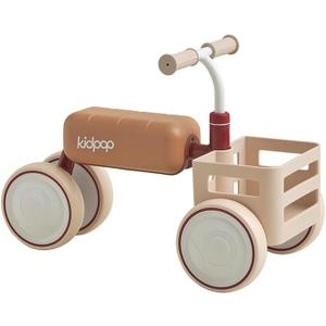 kidpop Toast Baby Walker Convertible Push Rider with Detachable Seat Anti-Tip Tri-Frame & Food-Grade Basket Balance Bike for 10-36 Months (Red)