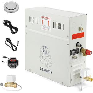 CGOLDENWALL 6KW Luxury Self-draining Steam Generator Shower Sauna Bath Home Steam Bath Spa Generator with waterproof Control and Auto Drain 95-131 For Max space heating 6 m (212 ft3)