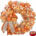 24 Inch Fall Wreaths for Front Door, Pumpkin Wreath