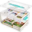 Vtopmart 24 QT Clear Plastic Craft Organizer with Removable Trays and Dividers, Storage Box for Coloring Books, Modeling Clay, Molds and Art Supplies, 1 Pack
