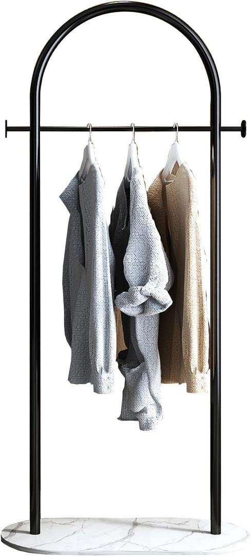 Freestanding Clothing Rack with Marble Base,Modern Black Arch Garment Rack for Small Spaces,Sturdy Metal Coat Rack,Clothes Racks for Hanging Clothes in Bedroom,Closet,Entryway,Boutique Display