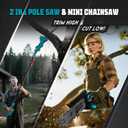 2-in-1 Cordless Pole Saw & 8'' Mini Chainsaw with Extension Pole for Tree Branches, Electric Handheld Chain Saw with 221V 4.0Ah Rechargeable Batteries,Auto Oiling,Max 16Ft Saw for Tree Trimming
