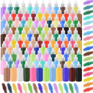 Wettarn 60 Pcs 1.25 oz Sand Art Bottle Kits 60 Colors of Sand and Bottle for Rangoli Art Painting DIY Drawing Favor Diwali Wedding Decoration Vase Glass Crafty Collection (Multicolor)
