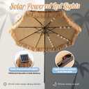 CroBlissful 10 Ft Solar Tiki Umbrella, 32 LED Lights Patio UPF 50+