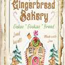 Artlunar Vintage Christmas Decor Gifts Rustic Christmas Fresh Daily Gingerbread Bakery Tin Sign for Home Farmhouse Kicthen Cafe Bar Wall Decor 8 x 12 inches (3246)