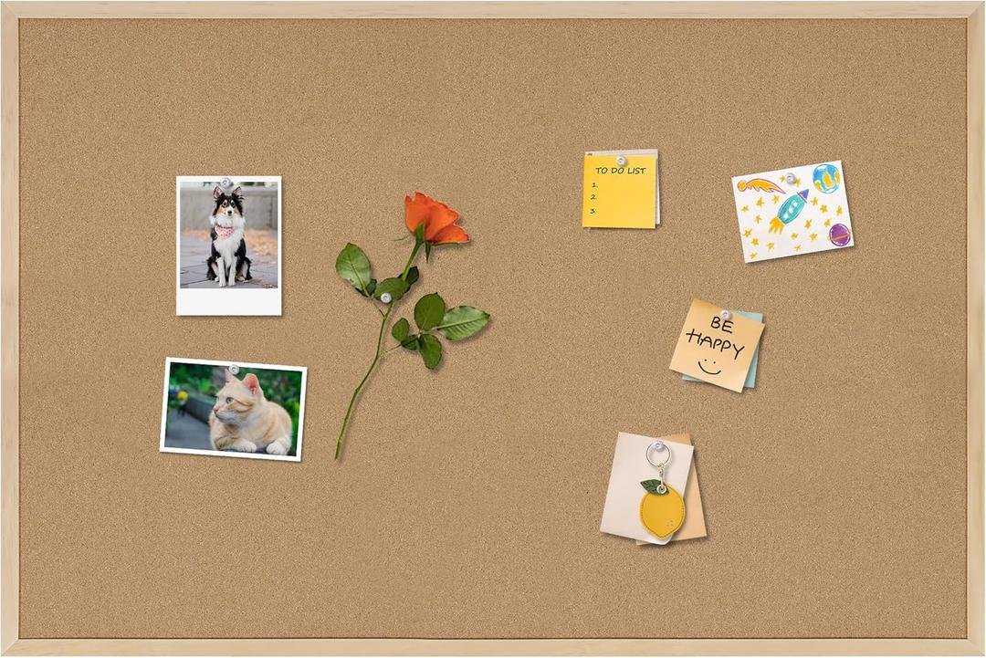 DAHAPYBOO Cork Board Bulletin Board,36x24 Cork Board for Office with Pin Oak Wood Boards,Message Board or Vision Board Decoration.