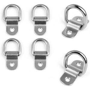 Cavo 5 PCS 3/8" Stainless Steel D-Ring Tie Down Anchors, 6000 lbs Heavy Duty Lashing Rings Kit for Trailer Pickup Van ATV SUV RV Boat Motorcycle, Cargo Surface Mount Hooks, Trucks Bed Anchors