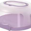 Round Cake Carrier Two Sided Cake Holder Serves as Five Section Serving Tray, Portable Cake Stand Fits 10 inch Cake, Cake Box Comes With Handle, Cake Container Holds Pies (Lilac)