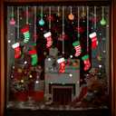 ONDY Merry Christmas Garter Window Glass Decoration Stickers 2026 New Holiday Removable Dress Up DIY Static Window Clings Decals for Living Room Bedroom Shop Windows