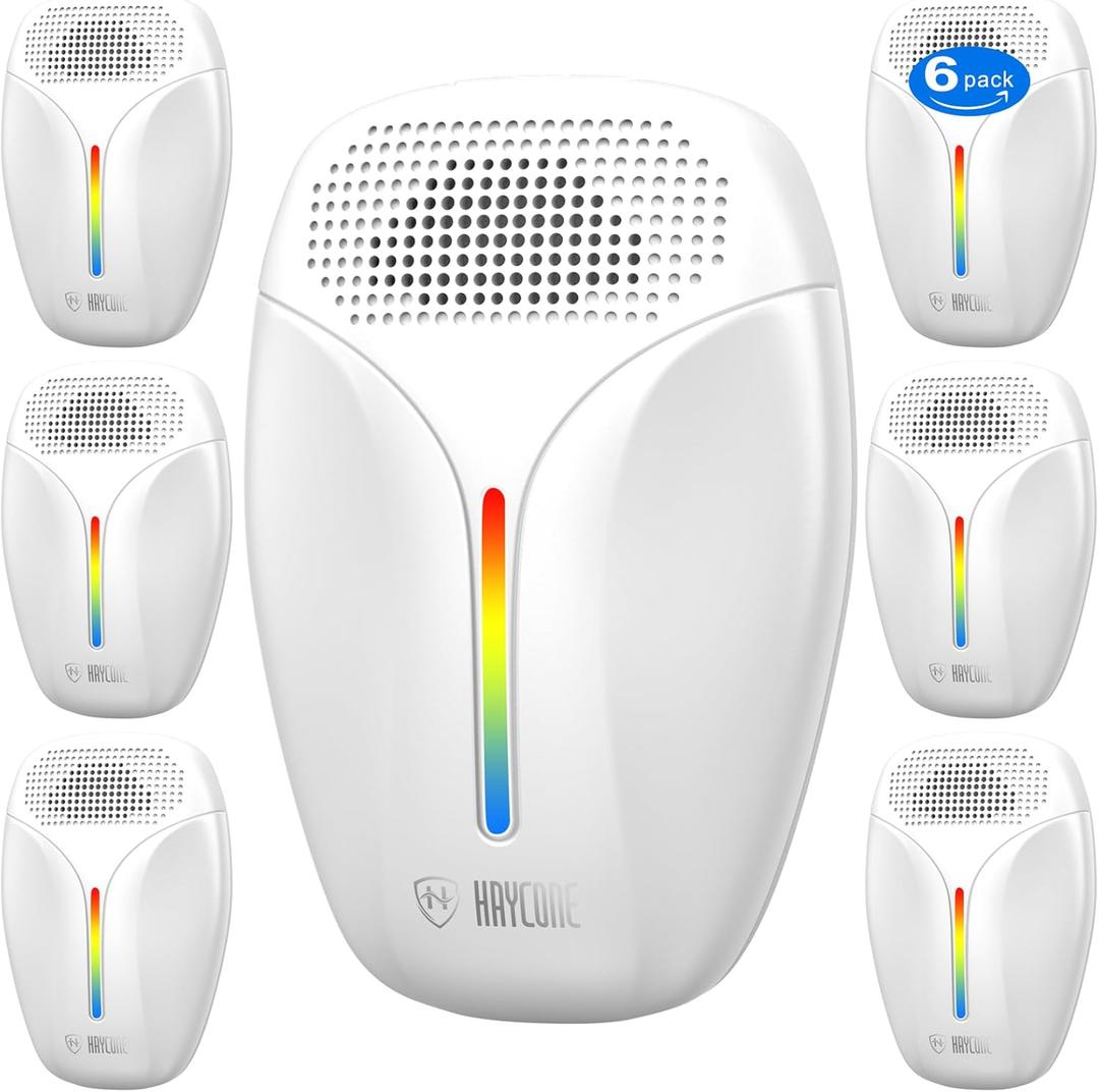 6 x Upgraded Ultrasonic Repeller & Insect Indoor Repeller,Ultrasonic and Repellent for Roach,Rodent,Mouse,Bugs,Mosquito,Mice,Spider,Ant,3 Mode Switching,6 Packs
