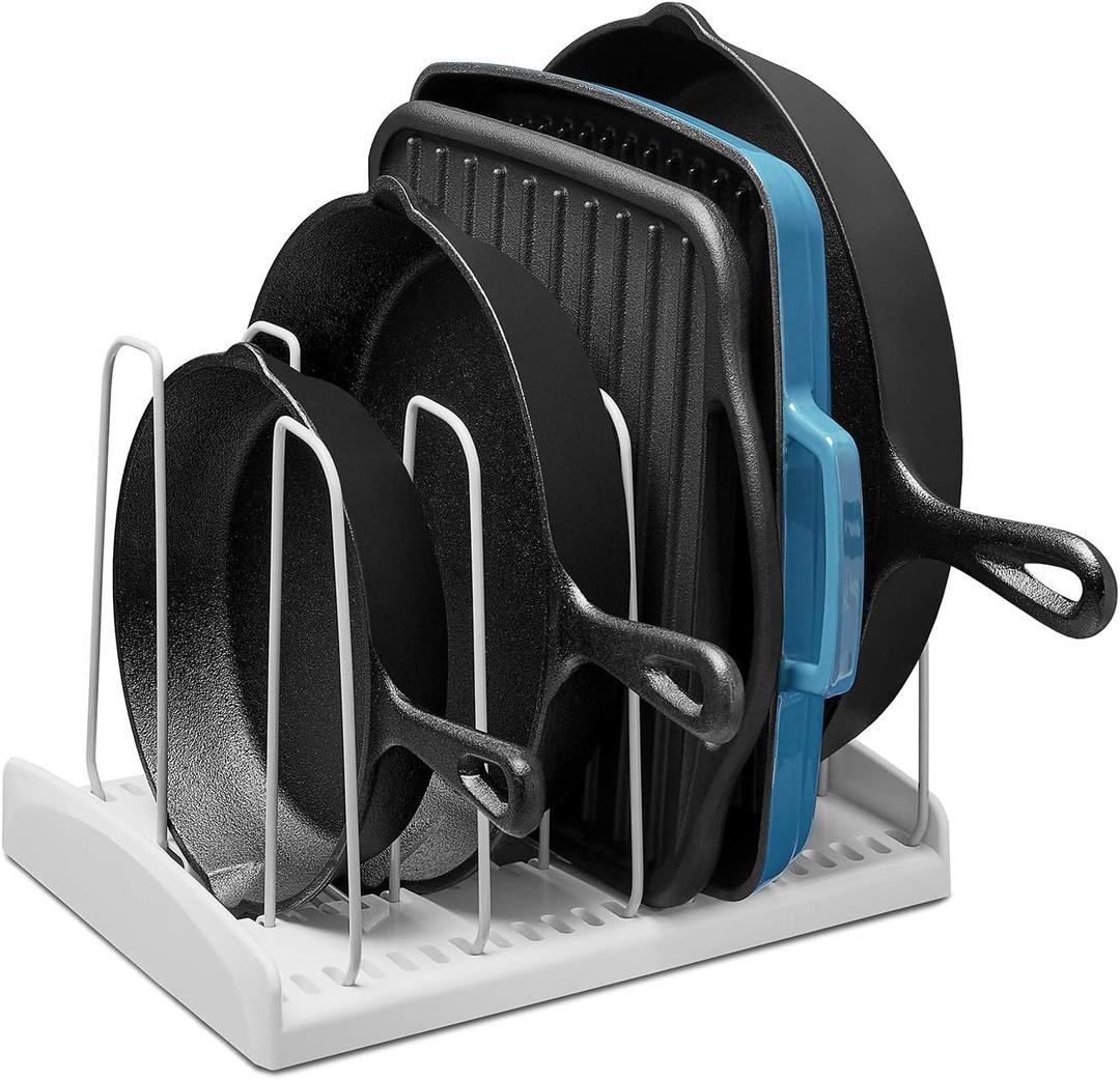 YouCopia StoreMore Cookware Rack with Tall Steel Wires, Adjustable Pan and Lid Organizer for Kitchen Cabinet Storage, Classic Edition