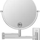 Wall Mounted Makeup Mirror 1X/10x, 8" Double-Sided Swivel Extendable Mirror for Bathroom, Chrome Finish