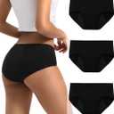 INNERSY Period Underwear for Women Teens Leak-Proof Menstrual Cotton Protective Hipster Panties 3-Pack (XX-Large, Heavy Flow (All Black))