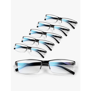 6 pack Executive Style Reading Glasses Men - Durable Readers with 99% Blue Light Blocking - Comfortable Fit with TR90 Frames (1.25+)