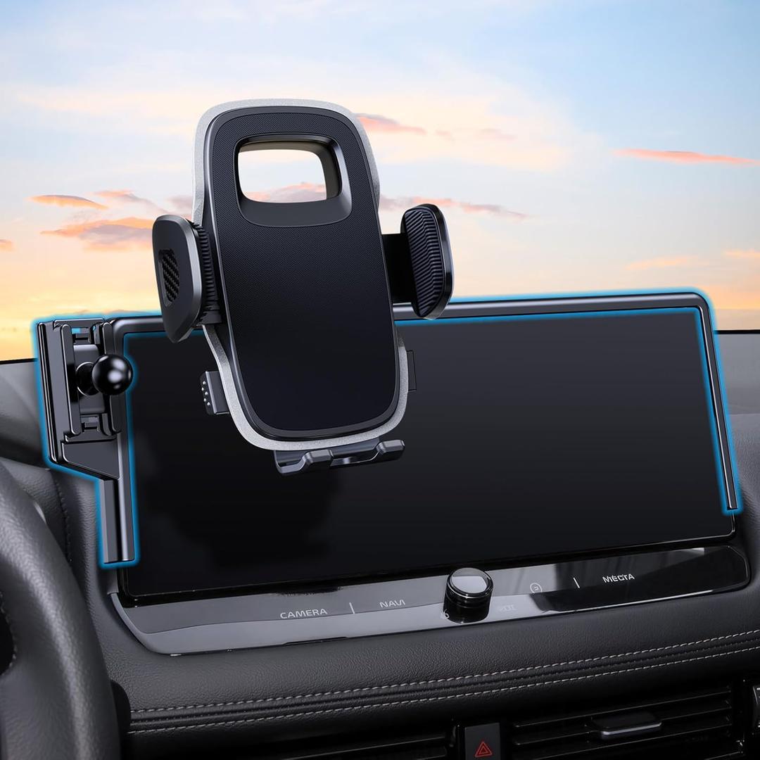 Car Phone Holder for Nissan Rogue 2021 2022 2023 Accessories, 12.3" Screen Phone Mount with Fixed Storage Tray Kit for Rogue SL/Platinum High-end Models