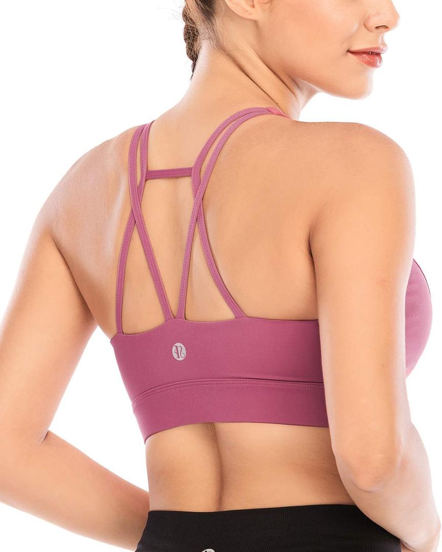 RUNNING GIRL Sports Bras for Women Backless Padded Sports Bra Tank Top Long Line Gym High Impact Sports Bra Push up(WX2569 Rose Red,M)