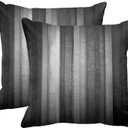 Emvency Set of 2 Throw Pillow Covers 18x18 Inches Black and Grey Striped Design Abstract Glass Texture and Dark Stripe Decorative Polyester Pillow Cases Square Pillocases for Bed Sofa