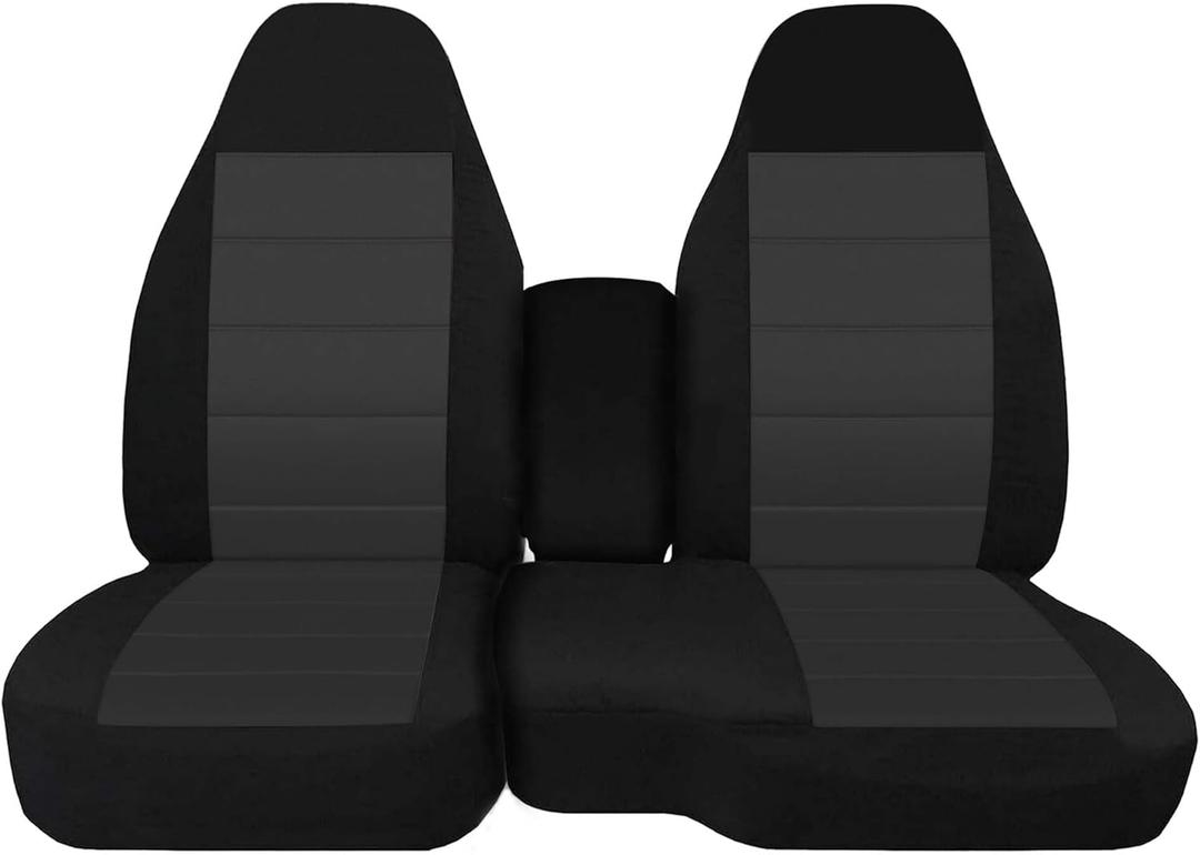 Front 60/40 Split Bench Seat Covers with Console Armrest Truck Seat Cover, Compatible with Chevy Colorado GMC Canyon 2004 2005 2006 2007 2008 2009 2010 2011 2012-Black