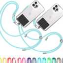 2X Cell Phone Lanyard [Light Blue] - Comfortable Universal Smartphone Lanyard - Easy to Use Neck Phone Holder [Black Patch] - Adjustable Length Phone Strap Crossbody - Fits All Mobile Phones