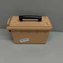 Sheffield 12627 Ammo Storage Box, Stackable .30 Cal Field Boxes, Water and Dust Resistant, Lockable Storage Box with Handle, Secures Hunting Gear, Supplies, and Bullets, Made in USA, Tan, 1-Pack