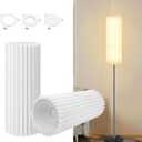 Drum Lamp Shade for Floor Lamps and Chandelier, 15.7"x6.1"x6.1" Linen Round Pleated Barrel Shade in White, Large Replacement Lamp Shade for Modern Interiors