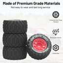 1/16 RC Car Tires and Wheels, daitoku 12mm Hex RC Truck Tires for MiniX Mini XRT 1/16 MJX 16207 16210 16209 16208 HSP 94186 Traxxas E-Revo LOSI 1/18 Mini LMT - Style B (Red)